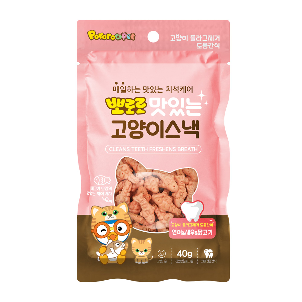[뽀로로펫] 맛있는 고양이 스낵 연어+새우+닭고기 (1박스/40gx12개)