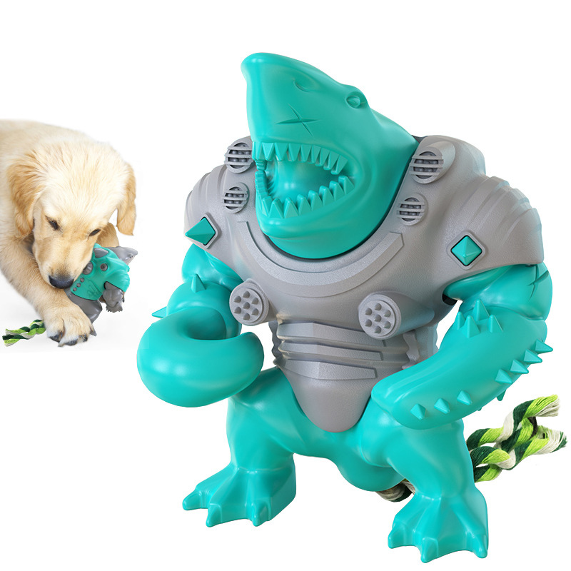 [티티펫] 강아지 터그놀이 로봇 샤크 장난감 (블루)
