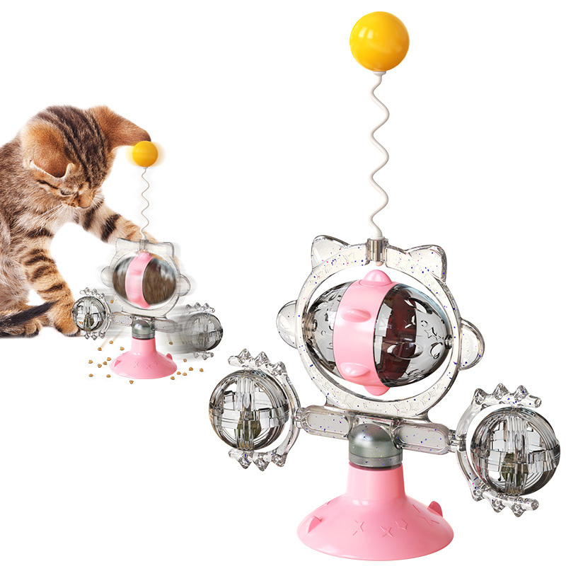 [티티펫] 고양이 흡착식 회전 캣닢볼 노즈워크 (핑크)
